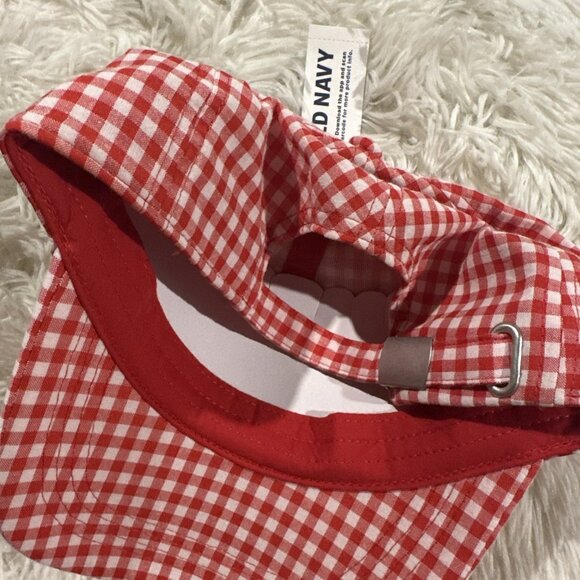 Old Navy womens adjustable baseball hat ALOHA red gingham NWT picnic - Picture 7 of 8